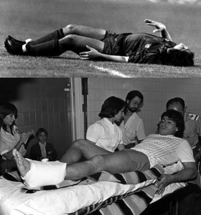 Maradona gặp chấn thương rời sân